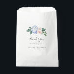 Elegant Blue Hydrangea | White Thank You Wedding Favor Bag<br><div class="desc">These elegant blue hydrangea white thank you wedding favor bags are perfect for a spring or summer wedding. The classic floral design features soft powder blue watercolor hydrangeas accented with neutral blush pink flowers and green leaves. Personalize the treat bags with a short thank you message, your names, and the...</div>
