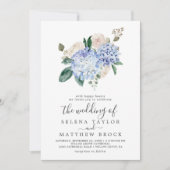 Elegant Blue Hydrangea | White The Wedding Of Invitation (Front)