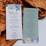 Elegant Blue Hydrangea | White Wedding Program<br><div class="desc">This elegant blue hydrangea white wedding program is perfect for a spring or summer wedding. The classic floral design features soft powder blue watercolor hydrangeas accented with neutral blush pink flowers and green leaves. Include the name of the bride and groom, the wedding date and location, thank you message, order...</div>