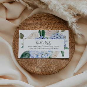Elegant Blue Hydrangea White Wedding Website RSVP Enclosure Card
