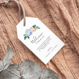 Elegant Blue Hydrangea | White Wedding Welcome Gift Tags