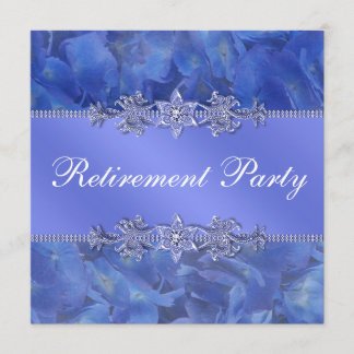 Elegant Blue Hydrangea Womans Retirement Party Invitation
