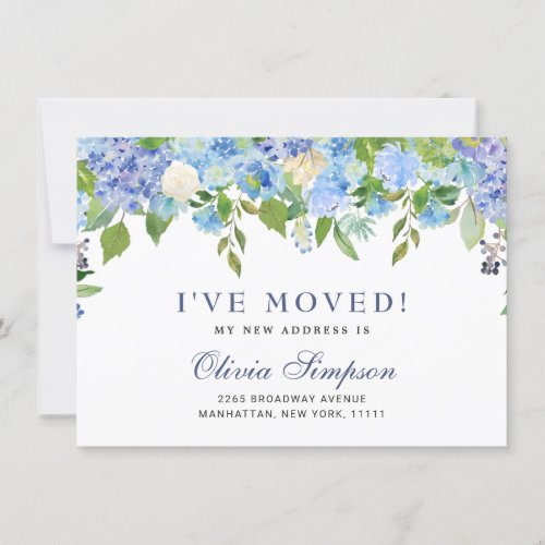 Elegant Blue Hydrangeas Floral Announcement Cards