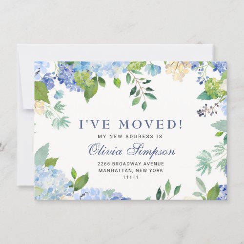 Elegant Blue Hydrangeas Floral Announcement Cards