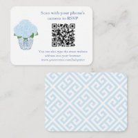 Elegant Blue Hydrangeas QR Code Bridal Shower RSVP