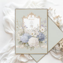 Elegant Blue Hydrangeas Sage Vintage Wedding