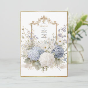 Elegant Blue Hydrangeas Vintage Wedding Invitation