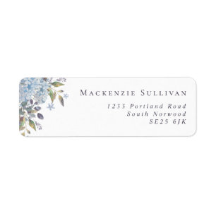 Elegant Blue Hydrangeas Watercolor Return Address Label