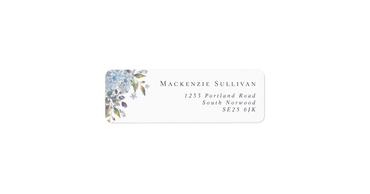 Elegant Blue Hydrangeas Watercolor Return Address Label | Zazzle
