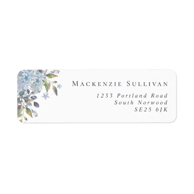 Elegant Blue Hydrangeas Watercolor Return Address Label | Zazzle