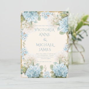 Elegant Blue Hydrangeas Wedding  Invitation