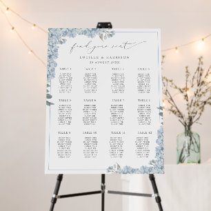Elegant Blue Hydrangeas Wedding Seating Plan Foam Board