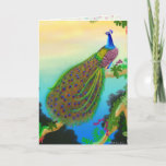 Elegant Blue Indian Peacock Greeting Card