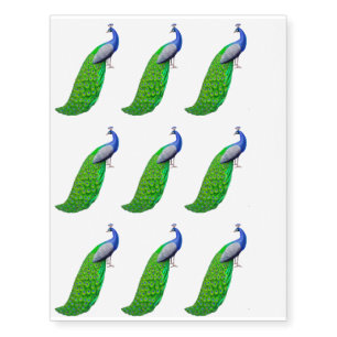 Elegant Blue Indian Peacock Temporary Tattoo
