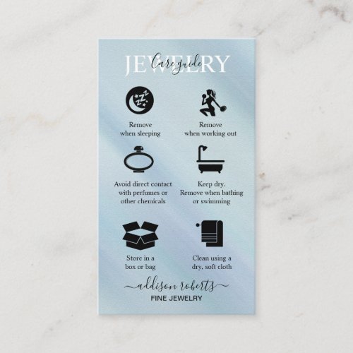 Elegant Blue Iridescent Holographi Jewelry Care    Business Card