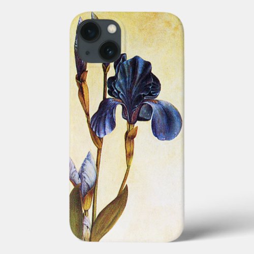 ELEGANT BLUE IRIS FLOWERS Ivory Floral iPhone 13 Case