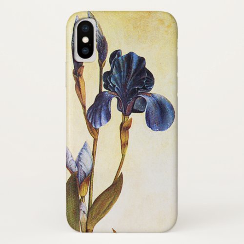 ELEGANT BLUE IRIS FLOWERS Ivory Floral iPhone X Case