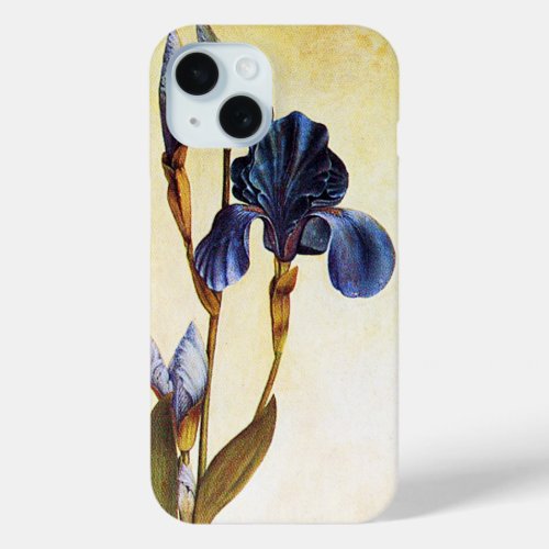 ELEGANT BLUE IRIS FLOWERS Ivory Floral iPhone 15 Case