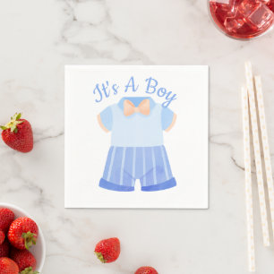 Elegant Blue It's A Boy Baby Shower Napkins