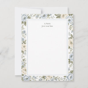 Elegant Blue & Ivory Floral Note Card
