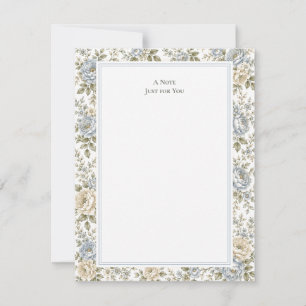 Elegant Blue & Ivory Floral Note Card