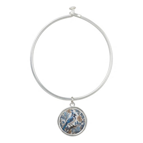 Elegant Blue Jay William Morris Inspired Bangle Bracelet
