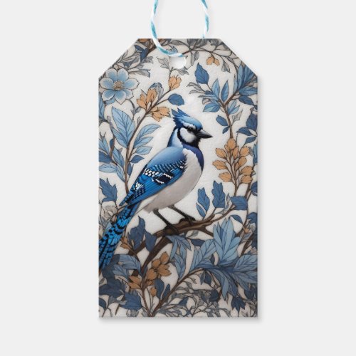 Elegant Blue Jay William Morris Inspired Gift Tags