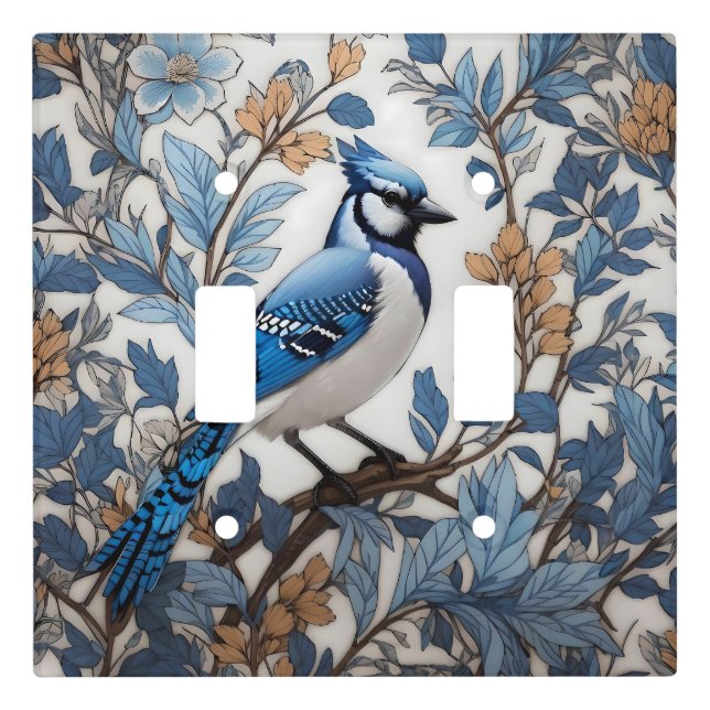 Elegant Blue Jay William Morris Inspired Light Switch Cover (Front)