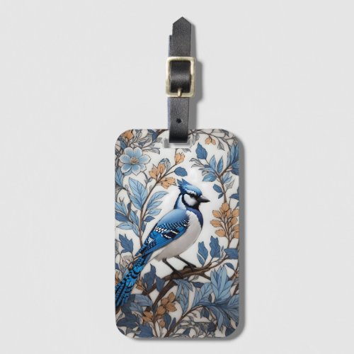 Elegant Blue Jay William Morris Inspired Luggage Tag