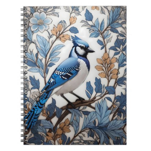Elegant Blue Jay William Morris Inspired Notebook