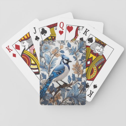Elegant Blue Jay William Morris Inspired Poker Cards