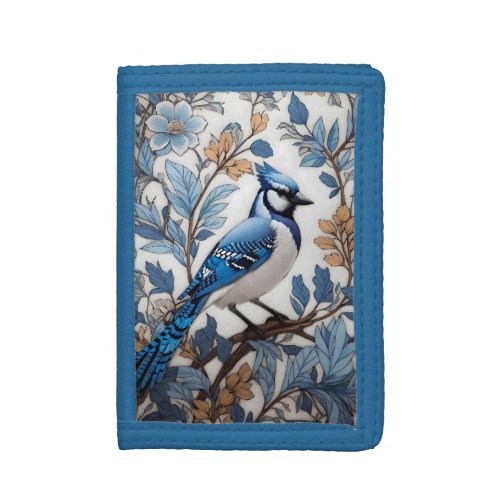 Elegant Blue Jay William Morris Inspired Trifold Wallet