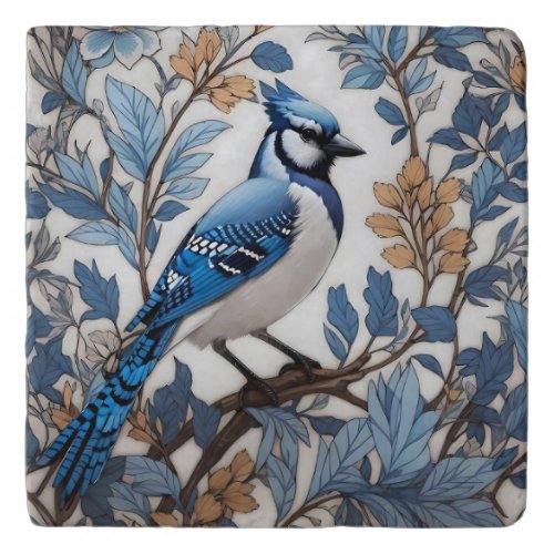 Elegant Blue Jay William Morris Inspired Trivet