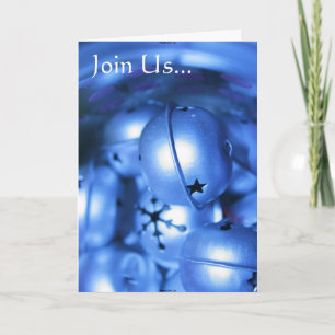 Elegant Blue Jingle Bell Holiday  Invitation