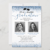 Elegant Blue Joint Graduation Photo Invitation (Front)