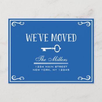 Elegant Blue Key Moving Announcement by cardeddesigns at Zazzle