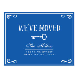 Elegant Blue Key Moving Announcement Postcard
