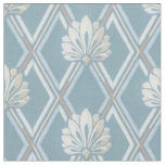 Elegant Blue Lattice Ivory Feather Fans Pattern Fabric
