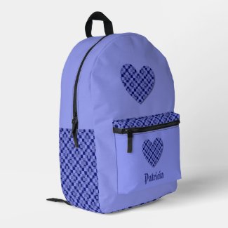 Elegant Blue Lavender Checkered Heart Personalized