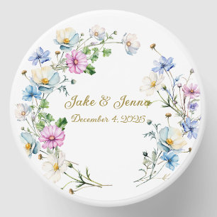 Elegant Blue & Lavender Floral Wedding Mini Candle Favors