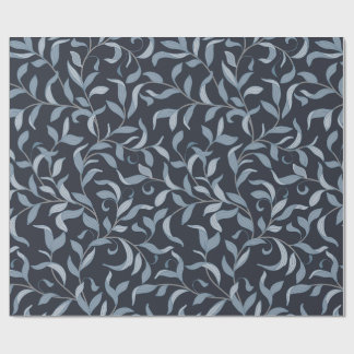 Elegant Blue Leaf William Morris Inspired Wrapping Paper