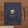 Elegant Blue Leather Gold Initial Notebook