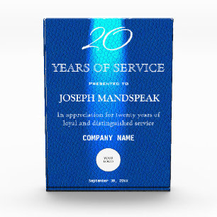 Elegant Blue Leather Luminescent Light Ray Acrylic Award