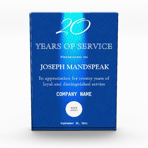 Elegant Blue Leather Luminescent Light Ray Acrylic Award