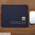 Elegant Blue Leather Luxury Gold Initial Logo Mouse Pad<br><div class="desc">Add a touch of sophistication to your workspace with this elegant blue leather print mouse pad featuring a luxurious gold initial logo. Perfect for small businesses or companies looking to elevate their branding, this mouse pad is made from high-quality materials and provides a smooth surface for precise mouse movements. The...</div>