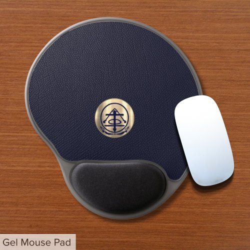 Elegant Blue Leather Luxury Gold Logo Gel Mouse Pad - Product | North Red Vine