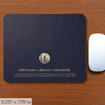 Elegant Blue Leather Luxury Gold Logo Mouse Pad at Zazzle