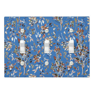 Elegant Blue Leaves And Berries Floral Home Decor Light Switch Cover