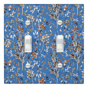 Elegant Blue Leaves And Berries Home Decor Light Switch Cover