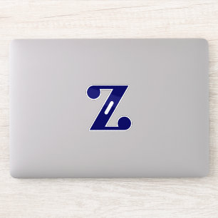Elegant Blue Letter Z Monogram Sticker